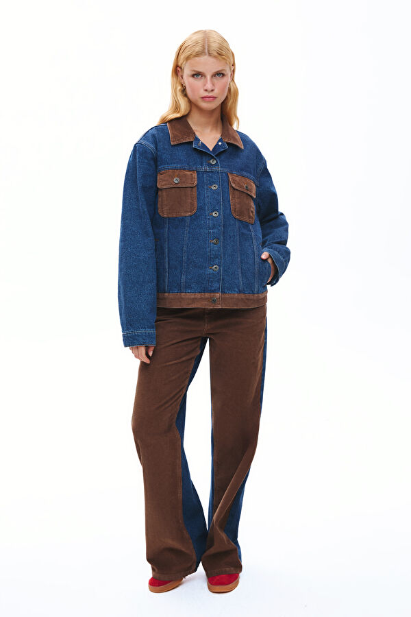 Blue Straight Leg Women's Trousers