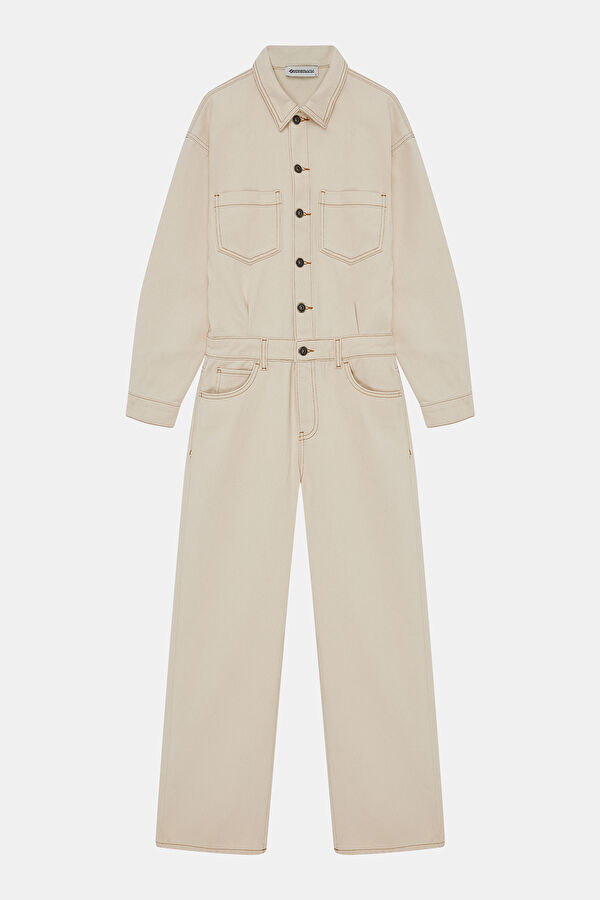 Off-white Buttoned Denim Women's Jumpsuit 5