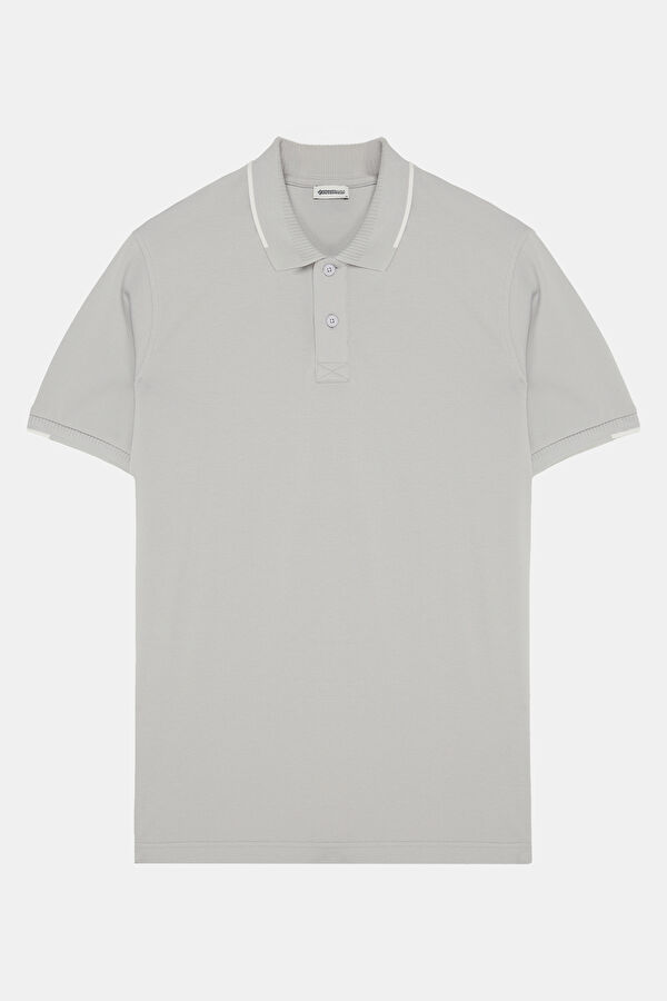 Light Grey Polo Collar Men's T-Shirt