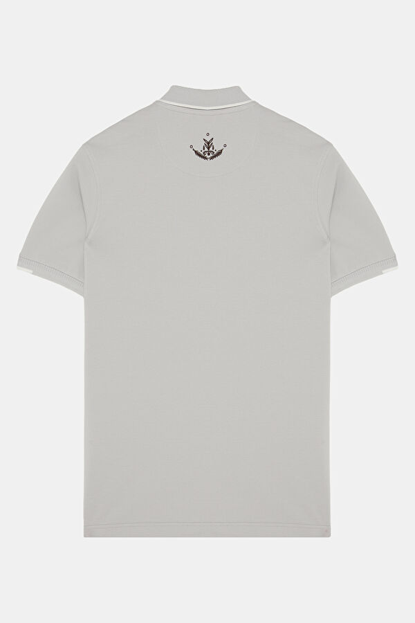 Light Grey Polo Collar Men's T-Shirt 2