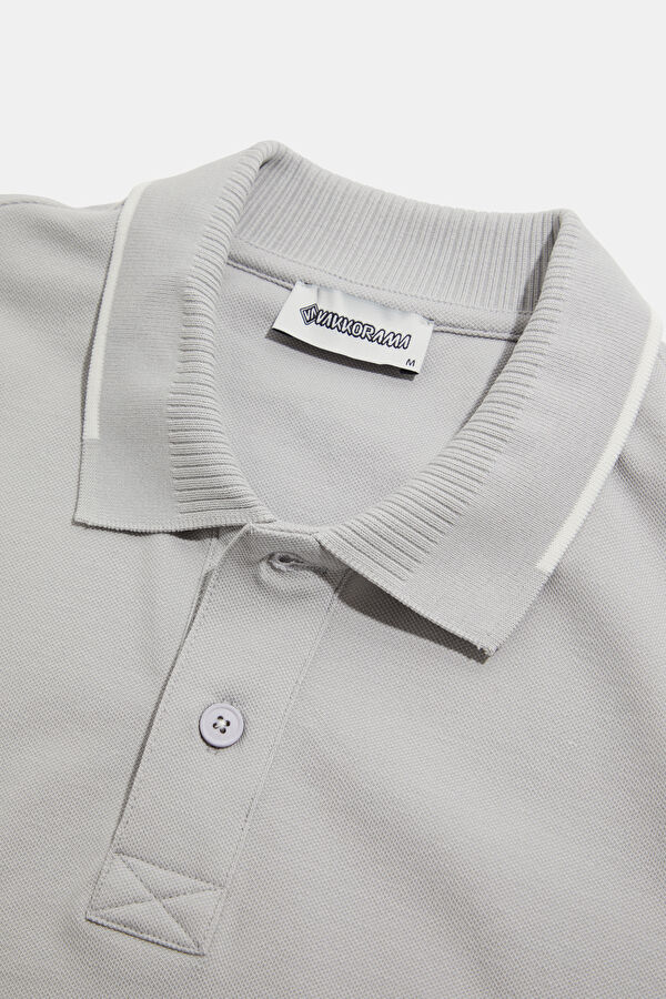 Light Grey Polo Collar Men's T-Shirt 3