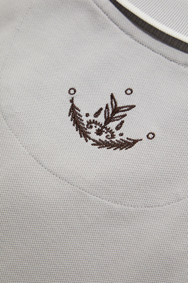 Light Grey Polo Collar Men's T-Shirt 5