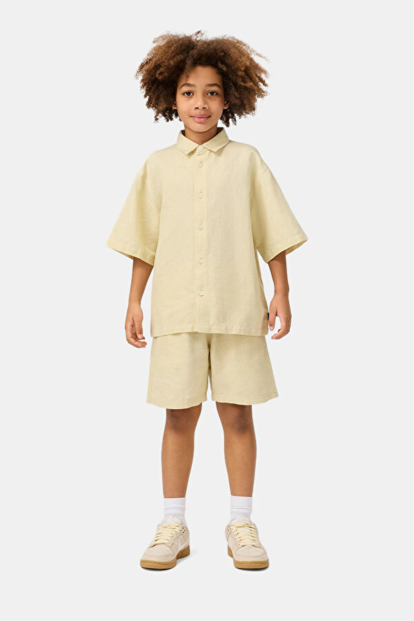 Light Yellow Linen Kids Shirt 2