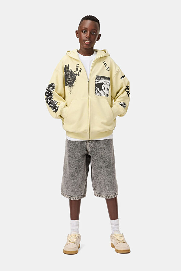 Bej Kapuşonlu Çocuk Sweatshirt 2