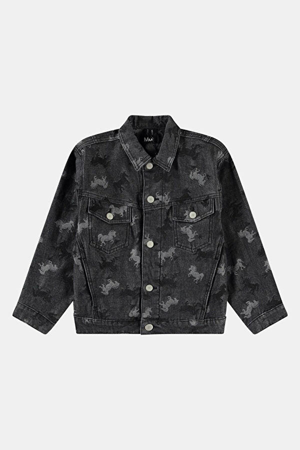 Black Buttoned Kids Jacket