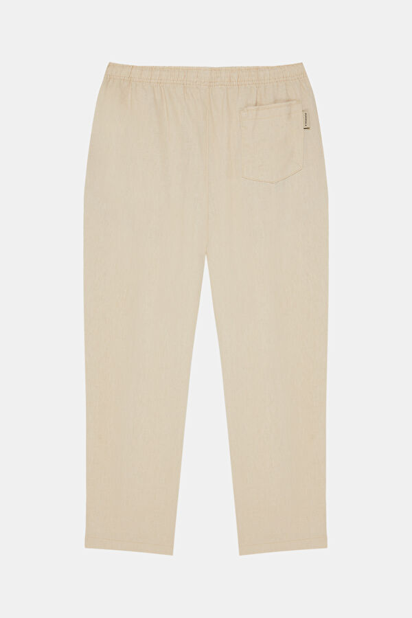 Beige Straight Linen Men's Trousers 2