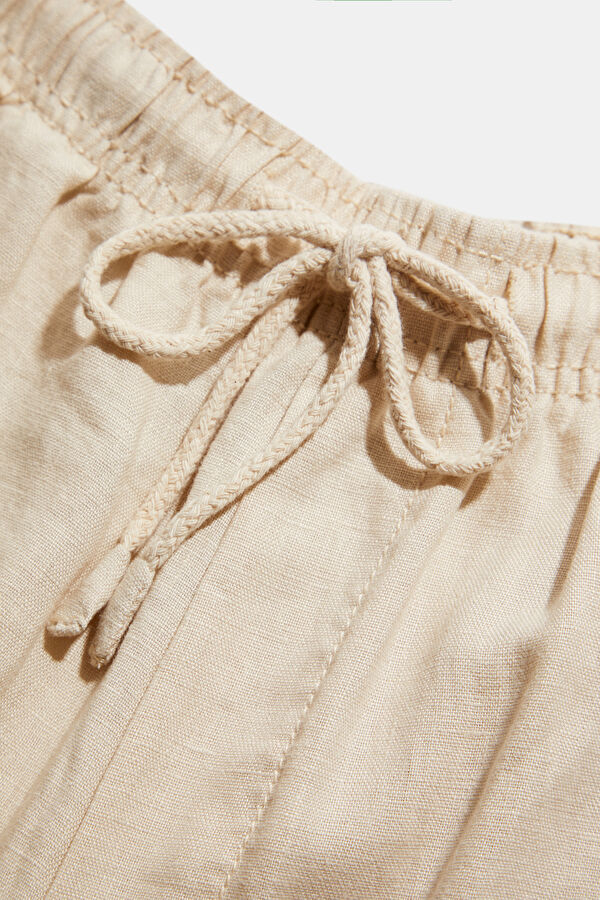 Beige Straight Linen Men's Trousers 4