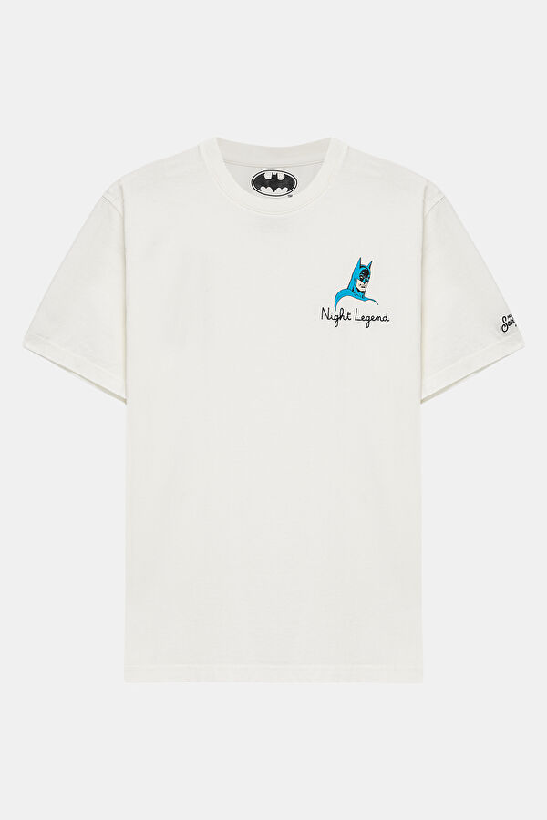 Relax Fit White Crew Neck Printed T-Shirt