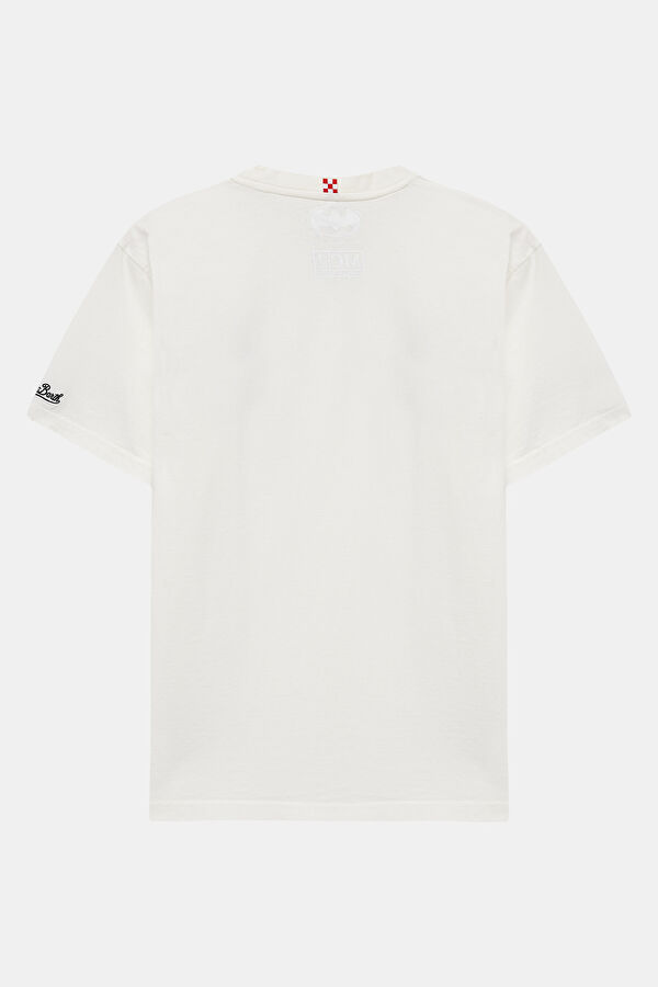 Relax Fit White Crew Neck Printed T-Shirt 2