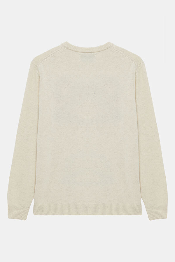 Cream Jacquard Viscose/Wool Knit Men's Sweater 2
