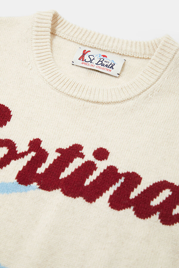 Cream Jacquard Viscose/Wool Knit Men's Sweater 3