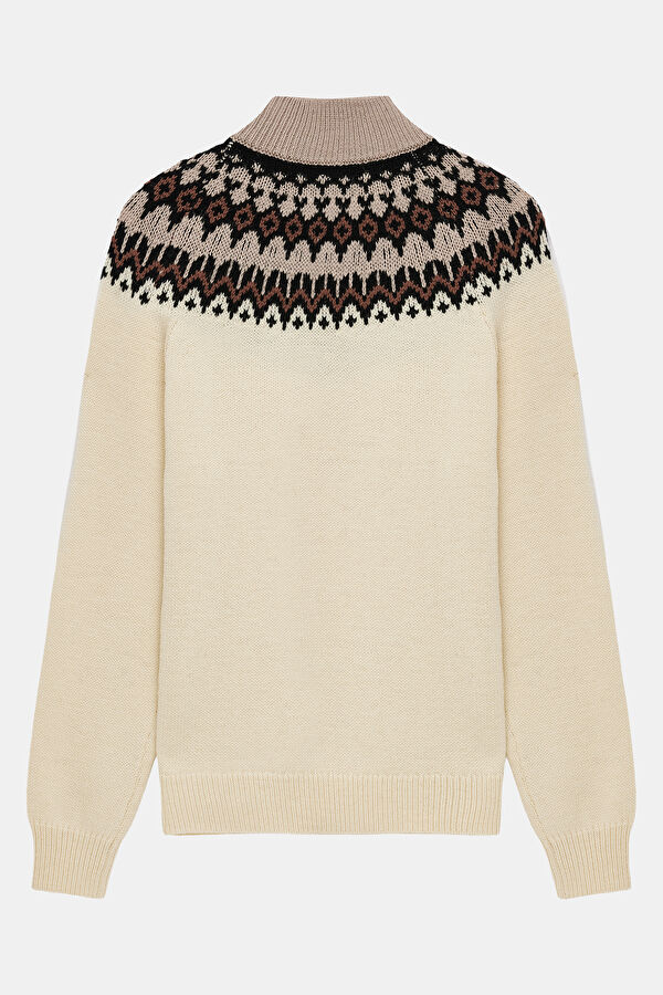 Khaki Patterned Knit Sweater 2