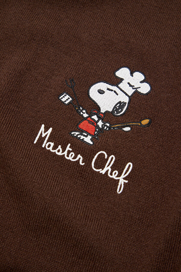 Coffee Jacquard Wool Knit Men's Sweater 4