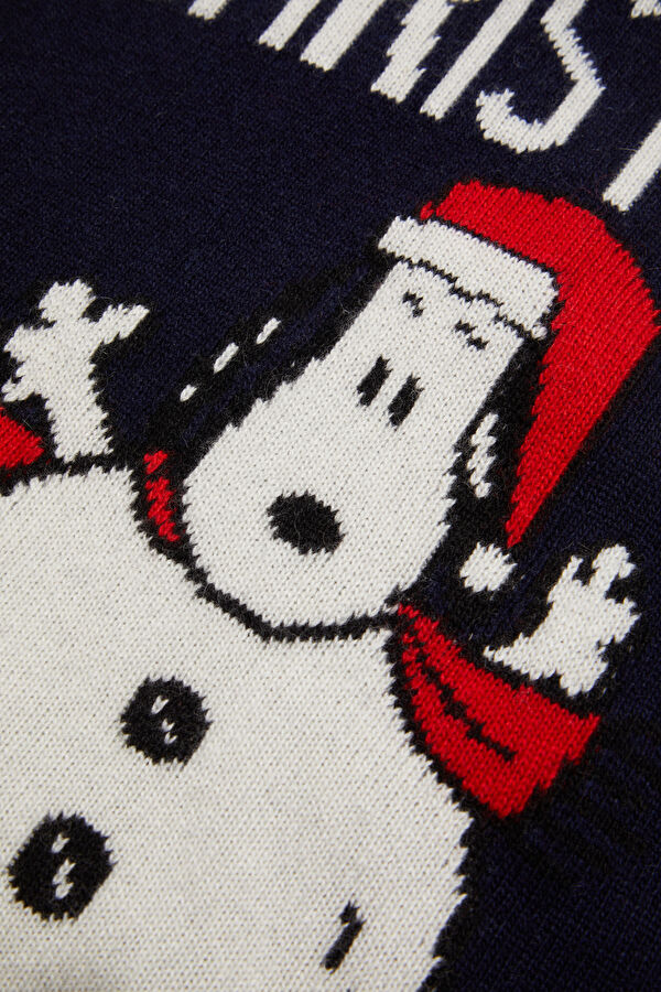 Navy Blue Jacquard Viscose/Wool Knit Men's Sweater 4