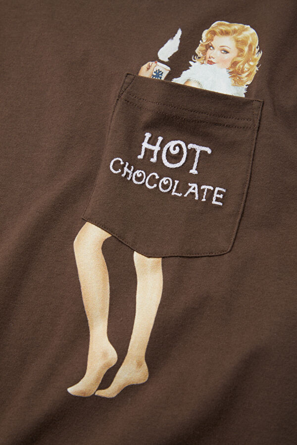 Relax Fit Brown Crew Neck Printed T-Shirt 3