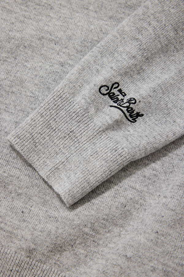 Grey Jacquard Wool Knit Men's Sweater 5