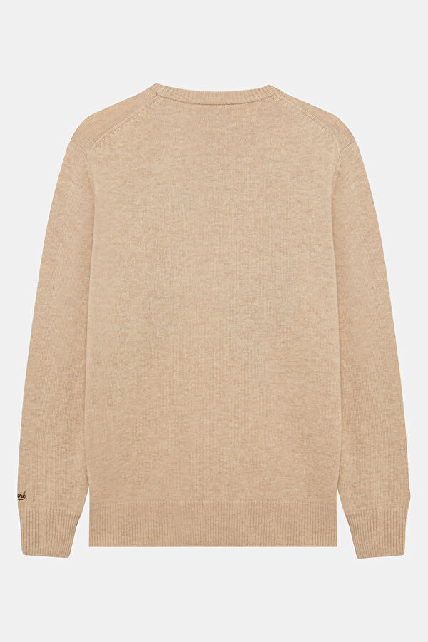 Beige Jacquard Viscose/Wool Men's Sweater 2