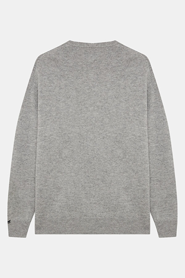 Grey Jacquard Viscose/Wool Knit Men's Sweater 2