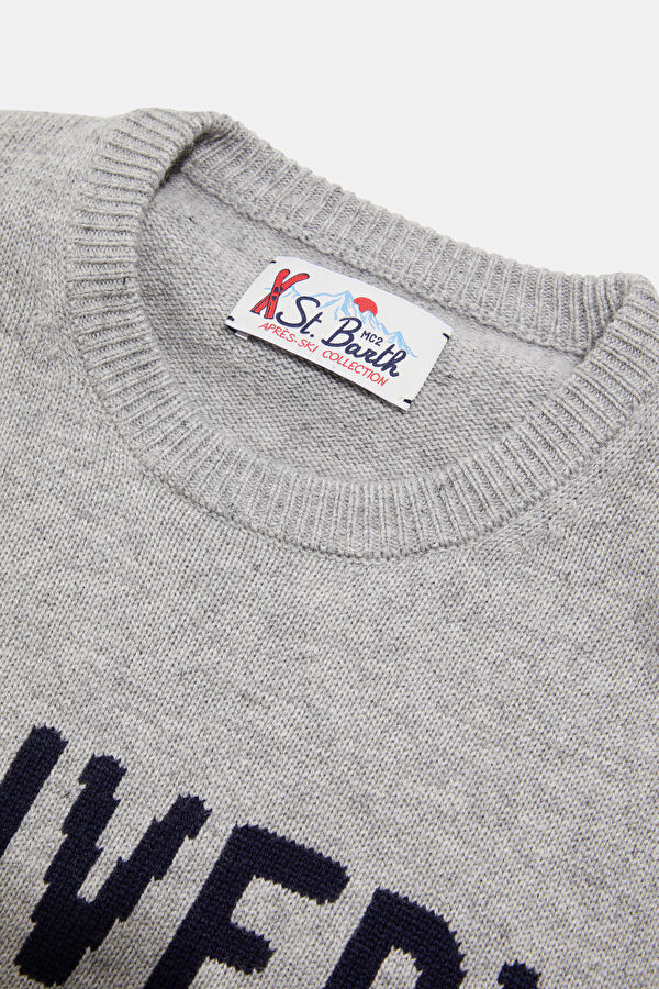 Grey Jacquard Viscose/Wool Knit Men's Sweater 3