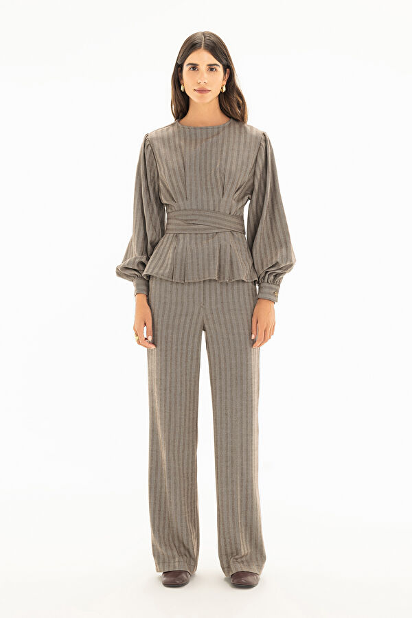 Coffee Wide Leg Women's Trousers