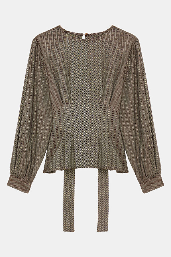 Coffee Short-Sleeved Women's Blouse 5