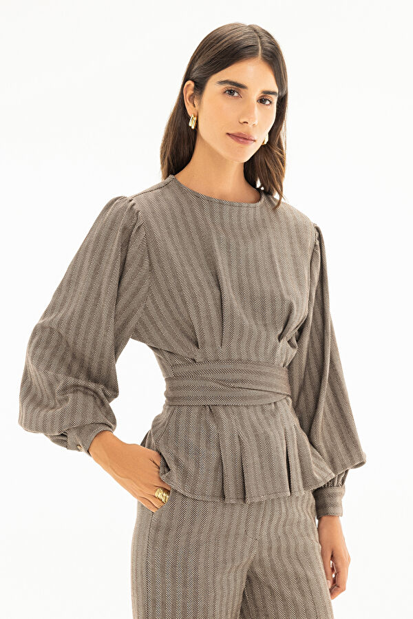 Coffee Short-Sleeved Women's Blouse
