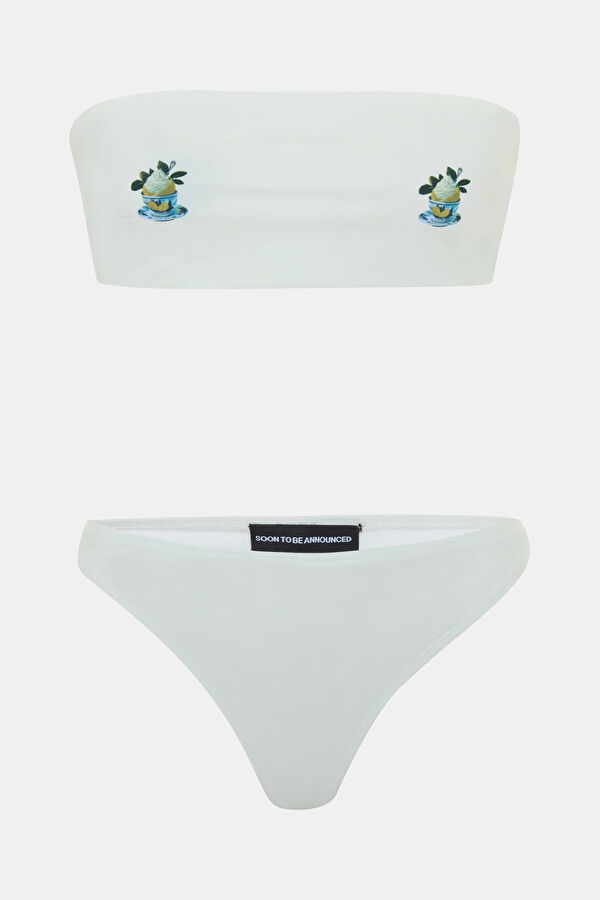 Beyaz Bağcıklı Kadın Bikini