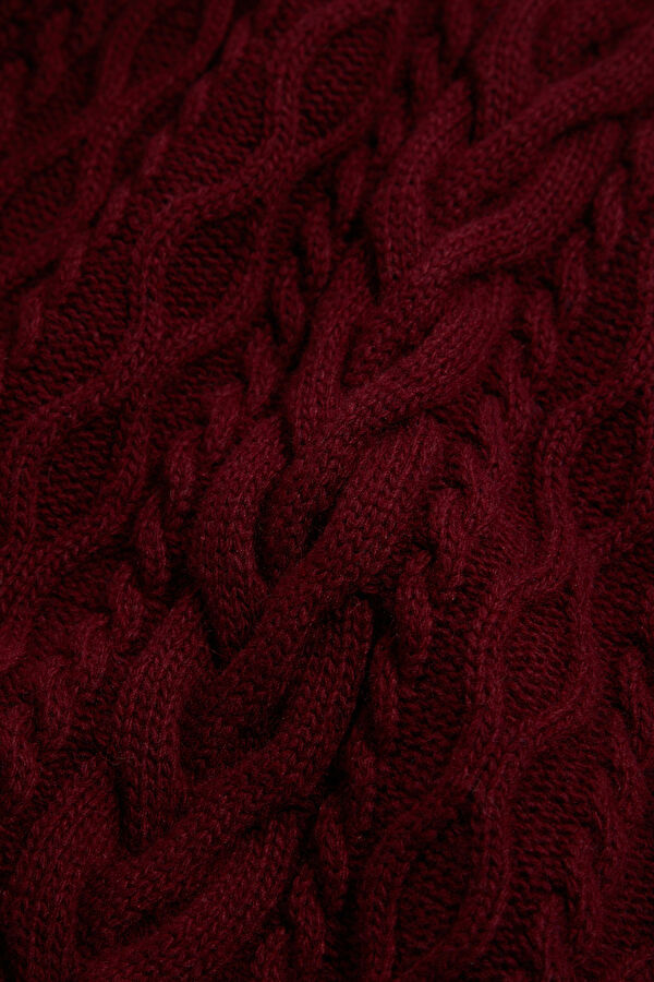Burgundy Knitted Pattern Women's Sweater 5