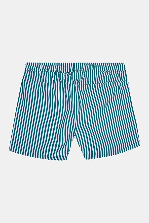 Men's Swimsuit with White Stripes and Elastic Waistband 2