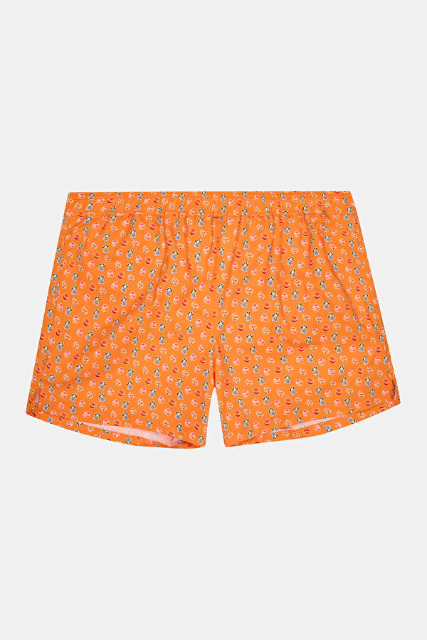 Orange Patterned Elastic Men's Swimsuit