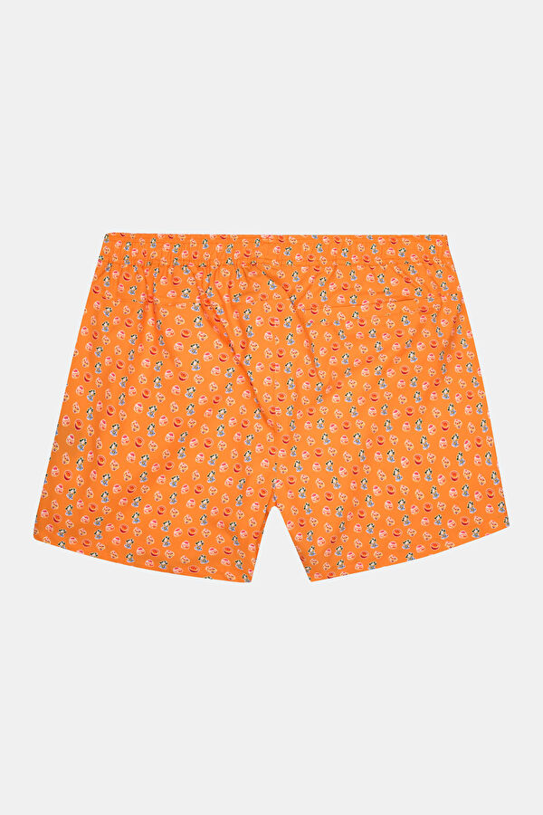 Orange Patterned Elastic Men's Swimsuit 2