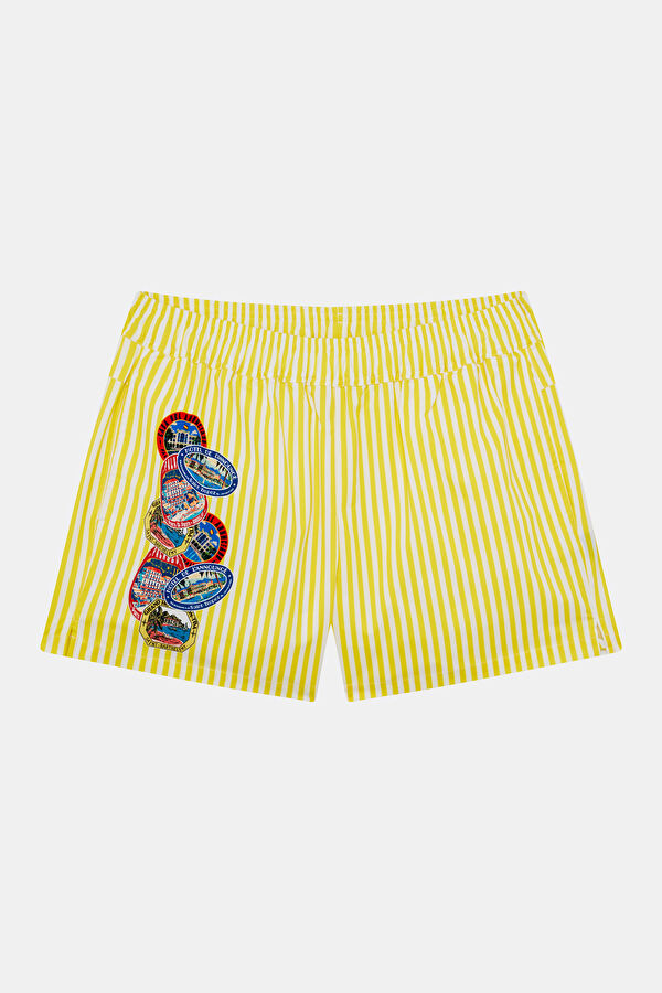 Sarı Çizgili Lastikli Erkek Mayo