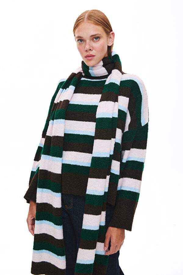 Colorful Striped Pattern Knitted Women's Sweater