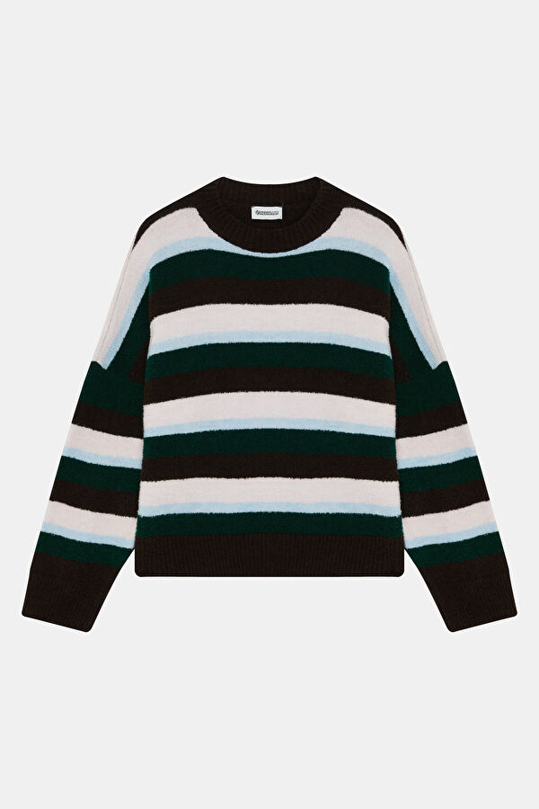 Colorful Striped Pattern Knitted Women's Sweater 4