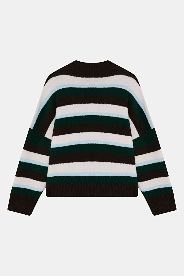 Colorful Striped Pattern Knitted Women's Sweater 5