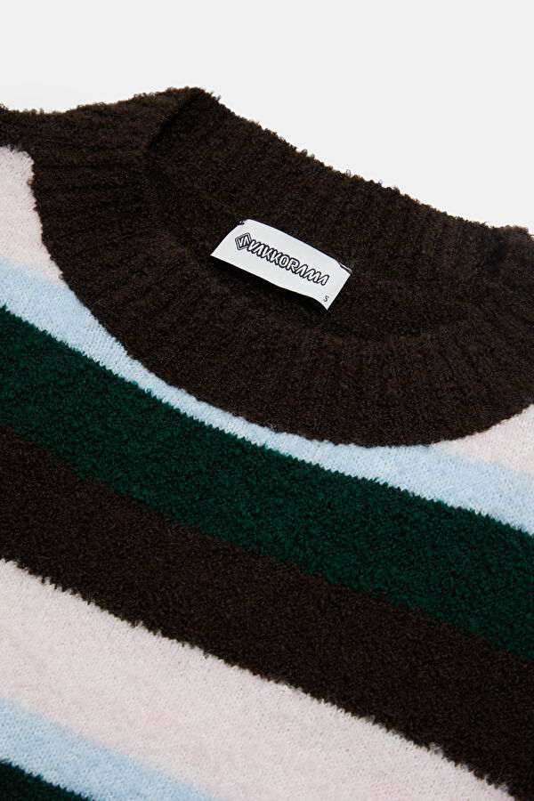 Colorful Striped Pattern Knitted Women's Sweater 6