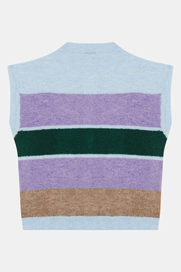 Multicolored Striped Patterned Knit Women's Cardigan 2
