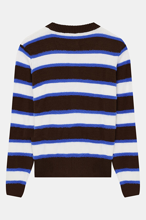 Multicolored Striped Patterned Knit Women's Cardigan 2