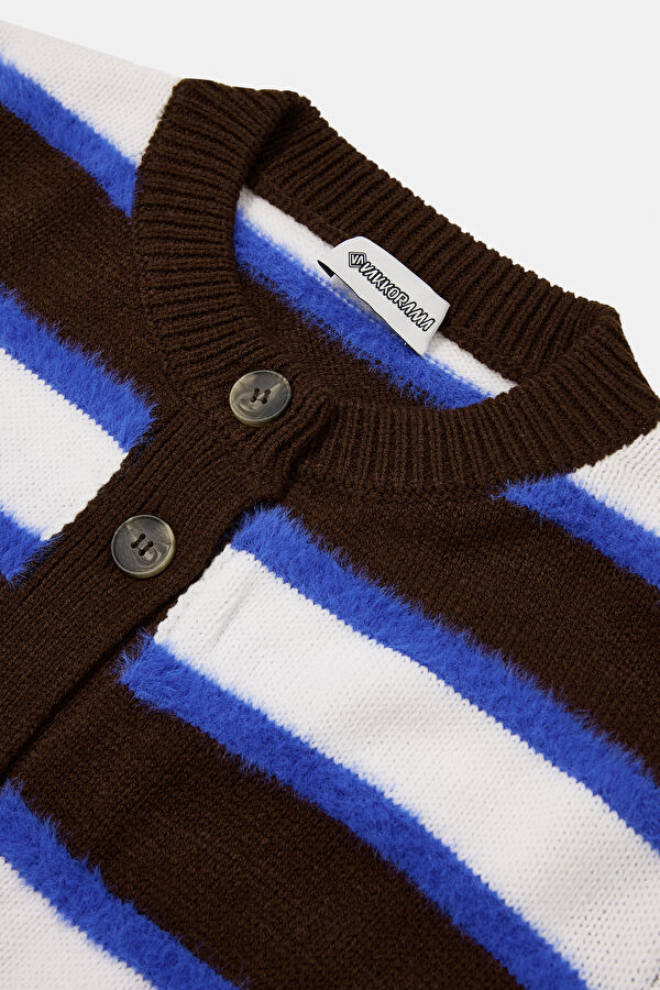Multicolored Striped Patterned Knit Women's Cardigan 3