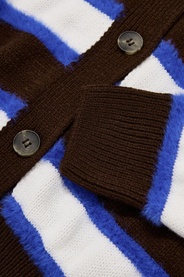 Multicolored Striped Patterned Knit Women's Cardigan 4