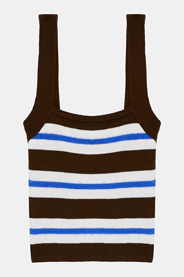 Colorful Striped Patterned Strappy Women's Blouse