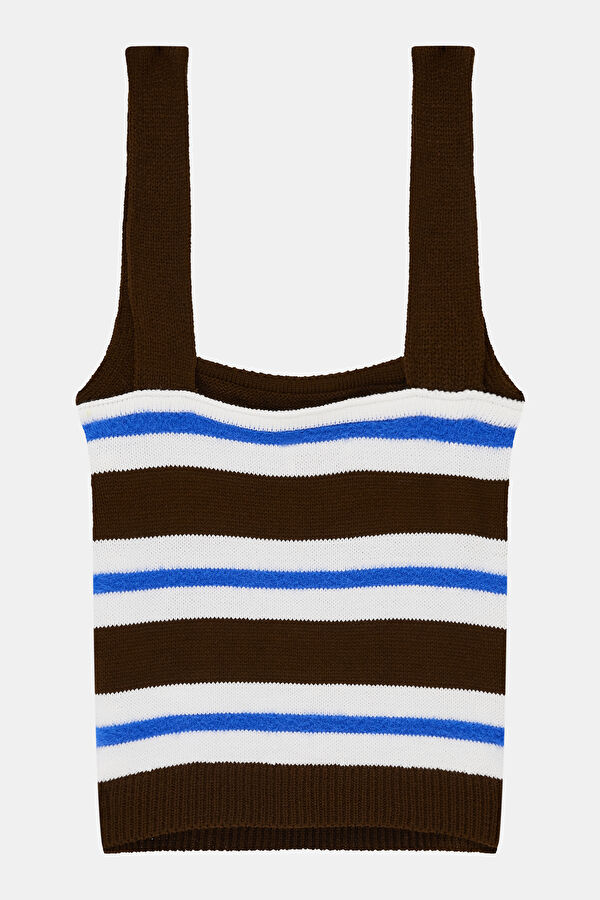 Colorful Striped Patterned Strappy Women's Blouse 2