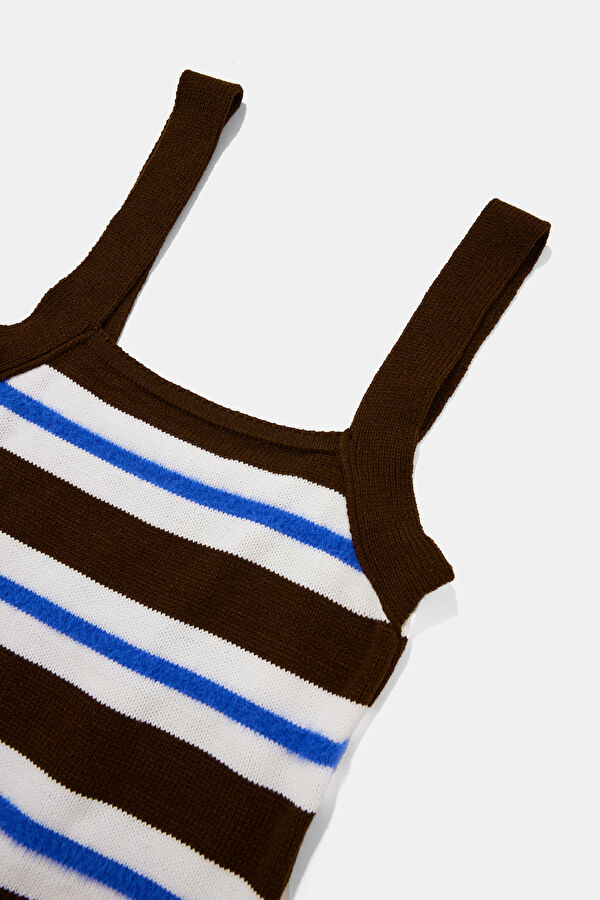 Colorful Striped Patterned Strappy Women's Blouse 3