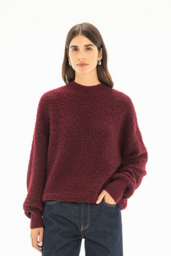 Burgundy Knitted Women's Sweater