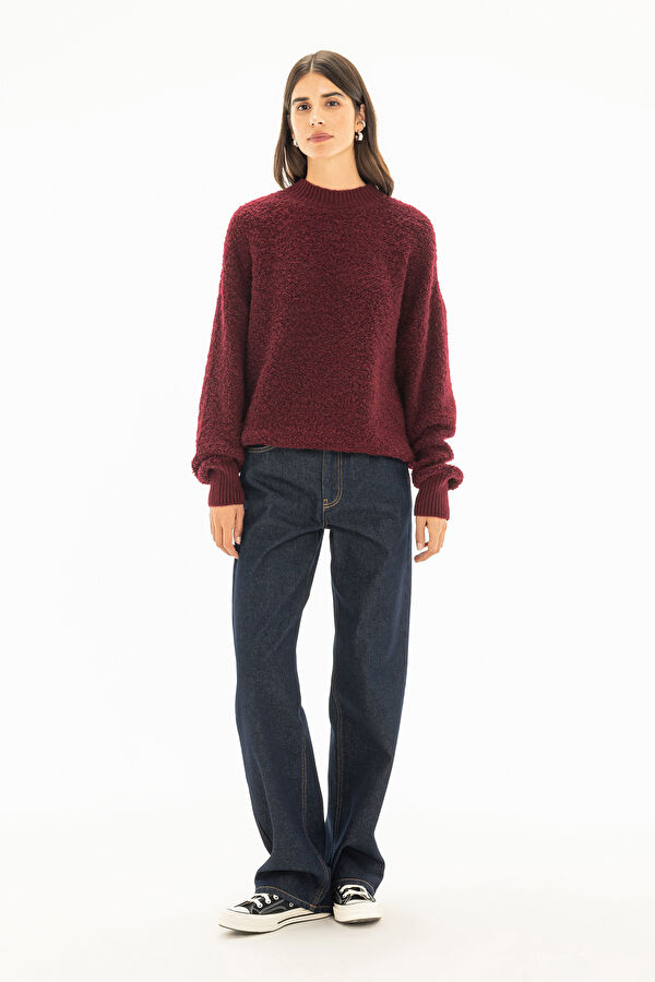 Burgundy Knitted Women's Sweater 2