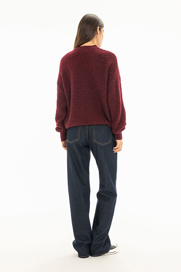 Burgundy Knitted Women's Sweater 3