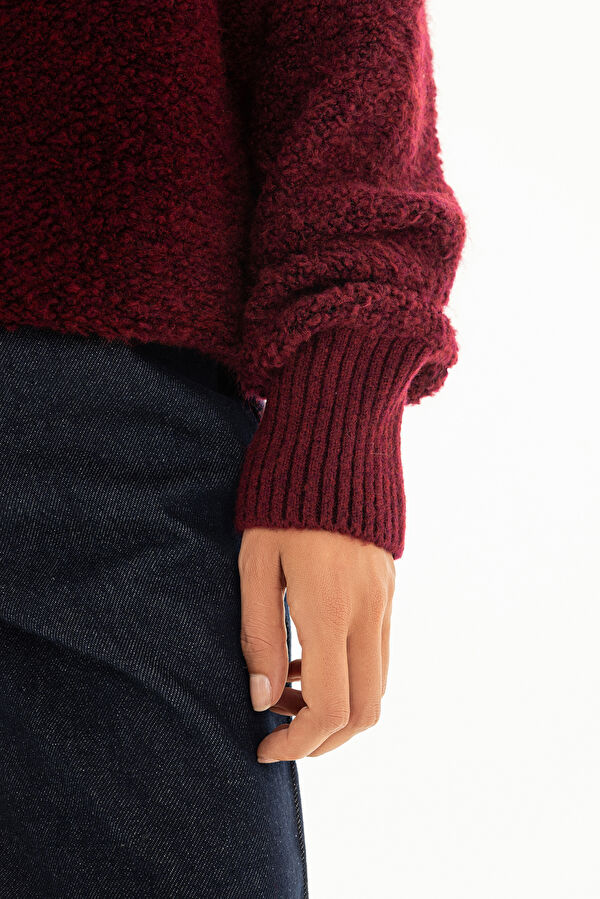 Burgundy Knitted Women's Sweater 4