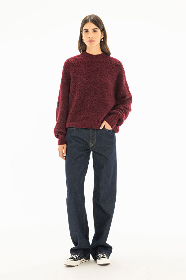 Burgundy Knitted Women's Sweater 5