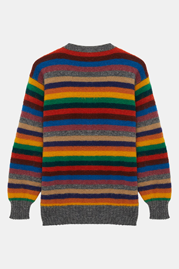 Multicolored Striped Wool Knit Men's Sweater 5