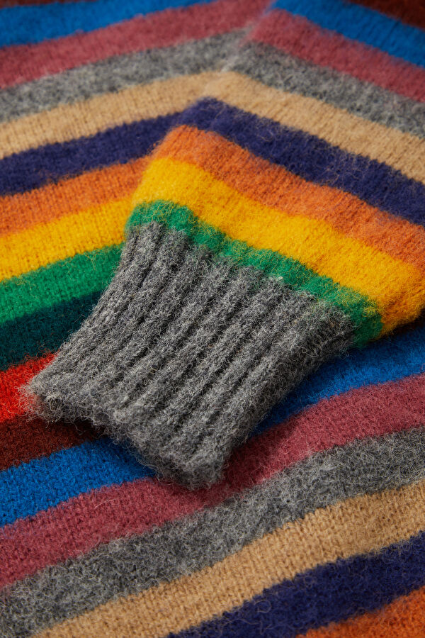 Multicolored Striped Wool Knit Men's Sweater 7